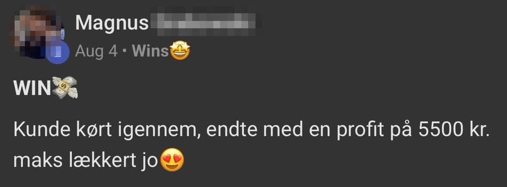 Magnus, én kunde: +5.500 kr